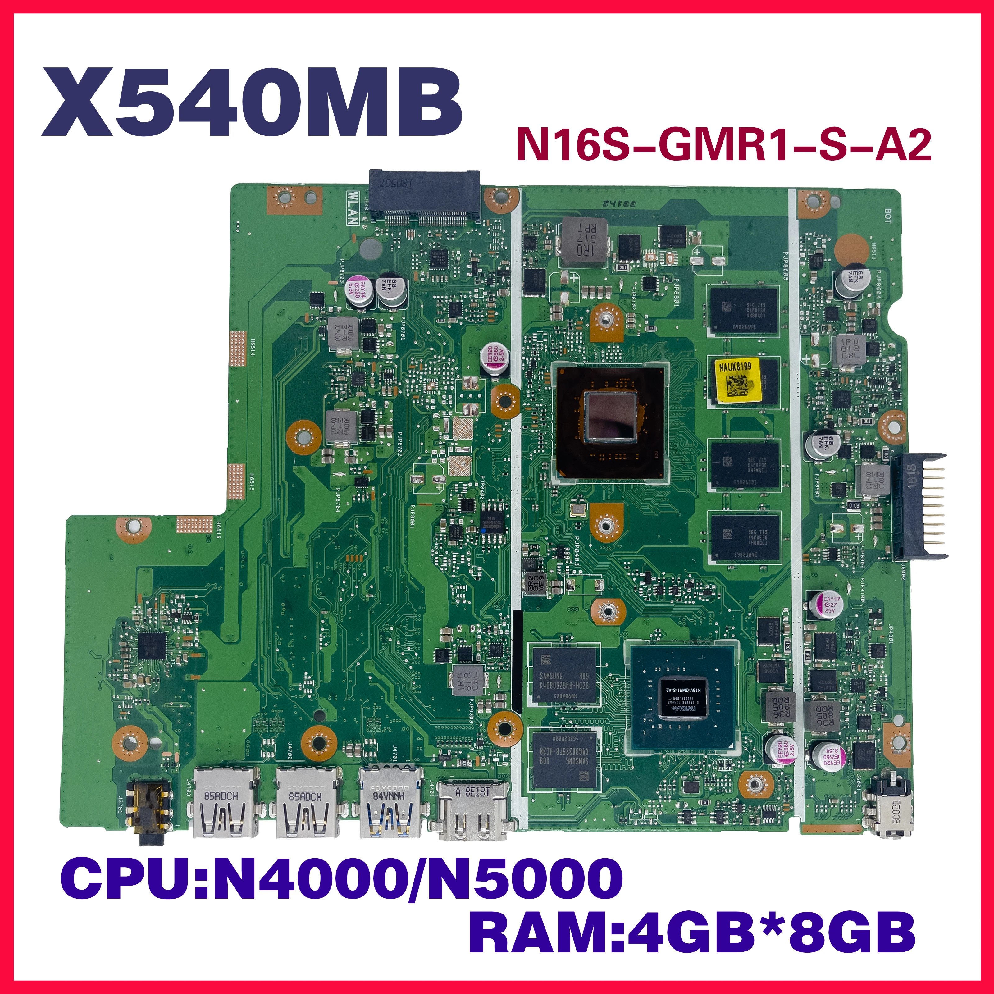 

Dinzi X540MB Motherboard For ASUS X540M A540M X540MB X540MA Laptop Mainboard With N5000 N4000 920MX 8GB 4GB-RAM 100% Work well