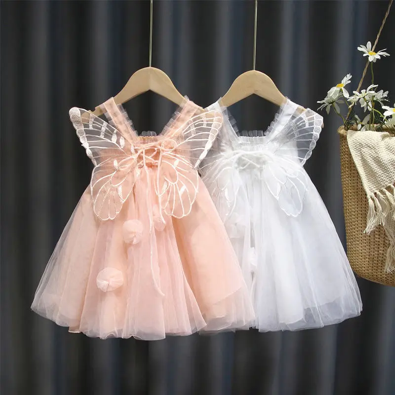 

Summer New baby Kids Mesh Dresses Tutu For Girls Children Birthday Party Clothes Fashion Girl Sleeveless Cute Dress 1-7Years