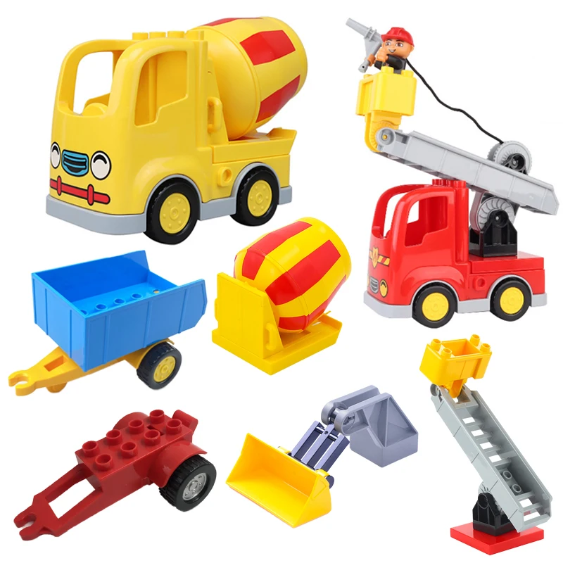 

Compatible Big Building Blocks Transportation Fire Engine Agitating Lorry Accessories Large Bricks Kids Assembly Toys Party Gift