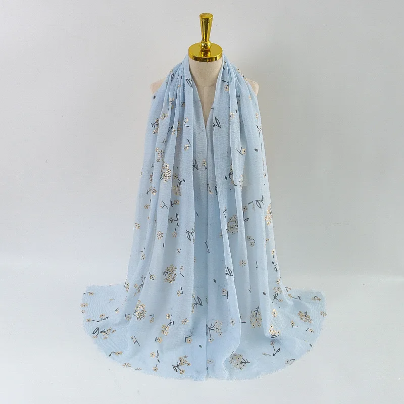 Женская модная однотонная бежевая вискозная шаль с цветочным принтом кешью