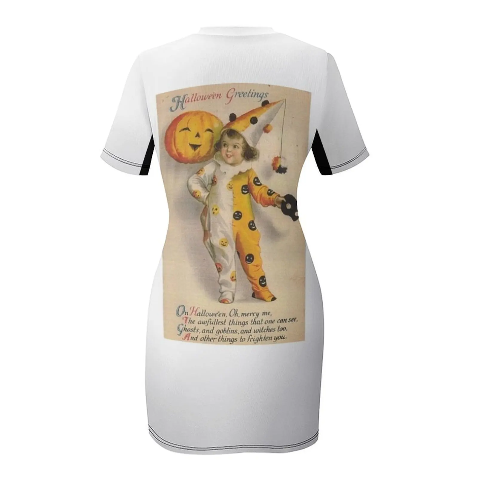 Винтажное платье с поздравлением на Хэллоуин ребенком в костюме и Джеком о