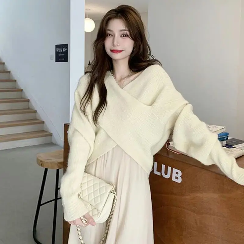 

New Woman Knit Two Piece Sets Female Solid Pullover Top and Pleated Elastic Waist Skirt Suits Ladies Midi Length Skirts Set G213