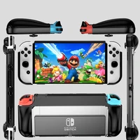 for nintendo switch oled protective case 9h glass film slim cover pctpu shell dockable ergonomic handle grip holder accessories