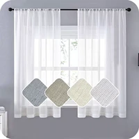 white sheer short curtains linen effect for living room bedroom modern voile curtain tulle kitchen half window treatments
