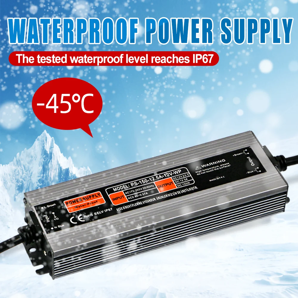 

Водонепроницаемый источник питания постоянного тока 12 В 24 В, импульсный осветительный трансформатор 36 Вт 60 Вт 150 Вт 200 Вт 360 Вт IP67 Светодиодна...