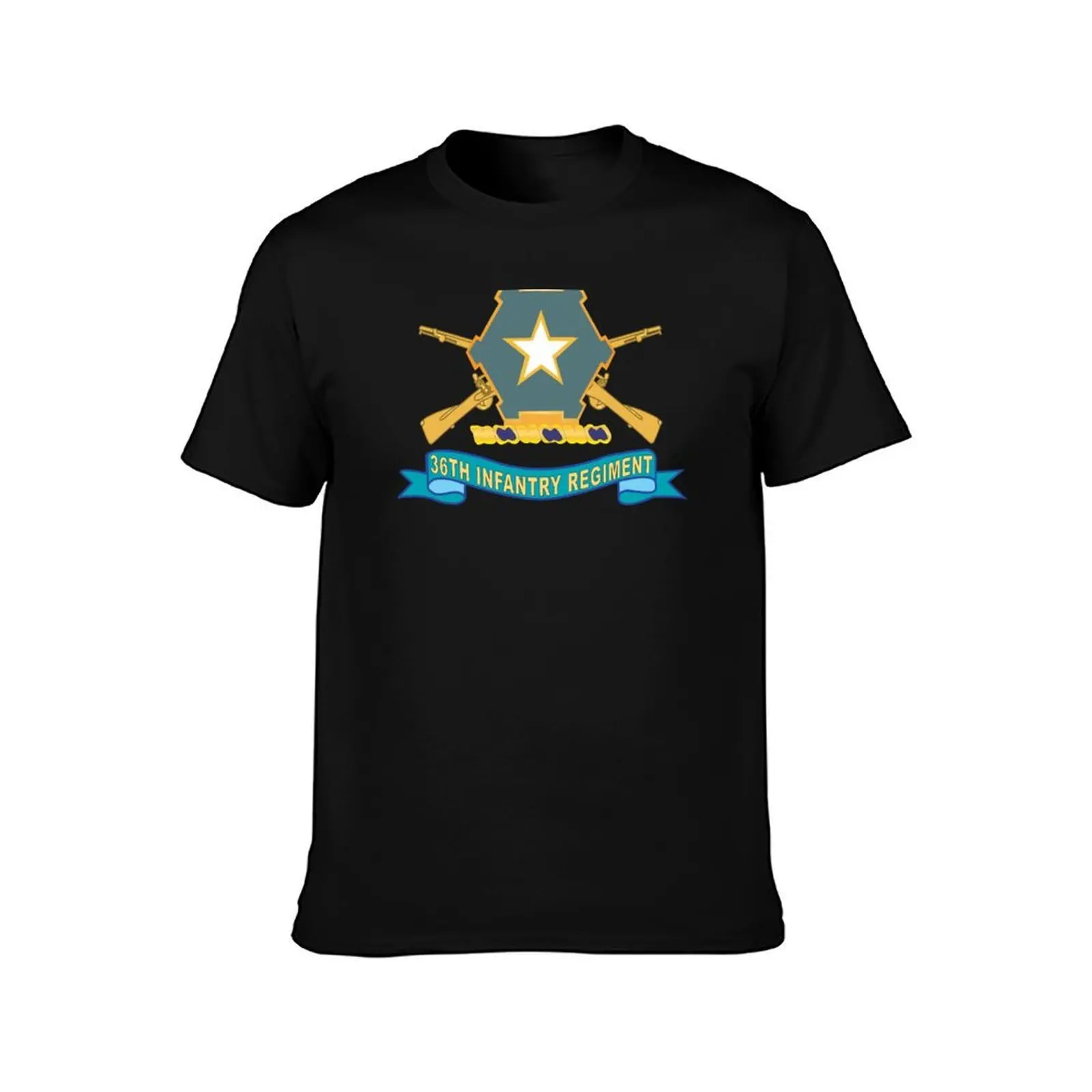 Фото Футболка Army - 36th Infantry Regiment - DUI w Br - Ribbon X 300, базовая однотонная футболка для весны и лета №2