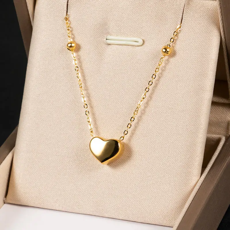 

Sweet Daisy 316L Stainless Steel Gold Color Heart Pendant Necklace For Women New Trend Girls Clavicle Chain Jewelry Festive Gift
