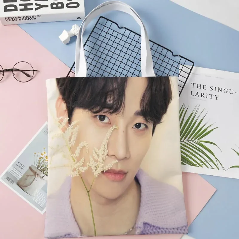 

New Lady Tote Bags Lee Junho Kpop Printed Fabric Eco Handbag High Capacity Shopping Office Reusable Casual Shoulder Bag 1016WJY