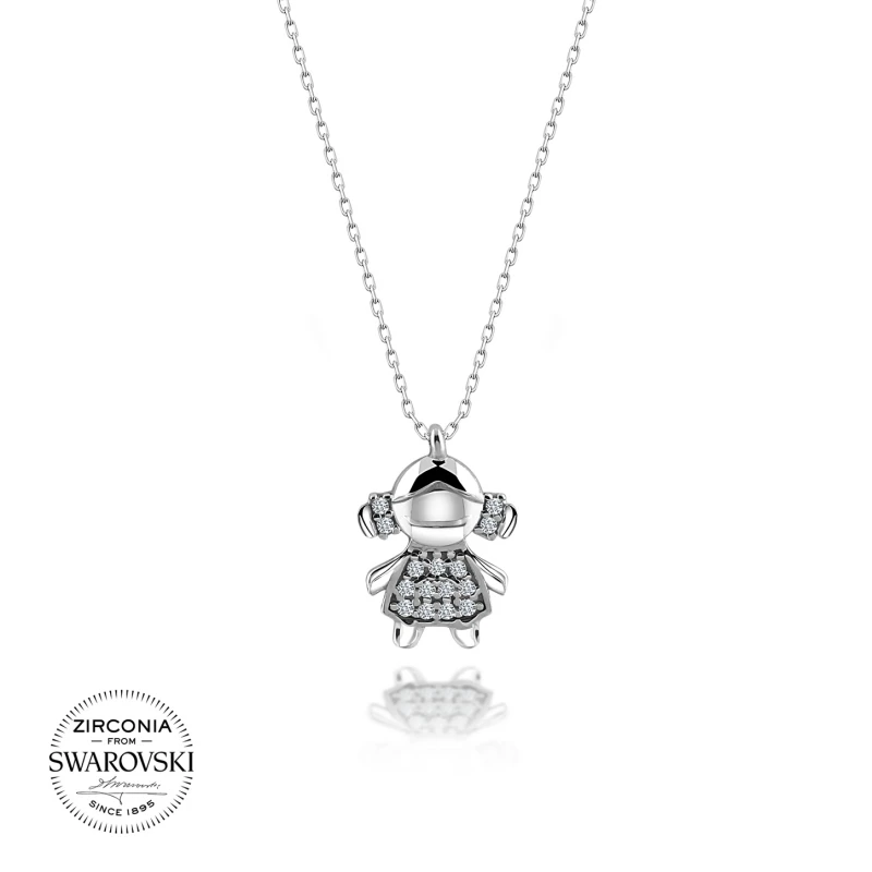 Economici Collana Bambino Femminile In Argento Sterling 925 Con Zirconi Swarovski
