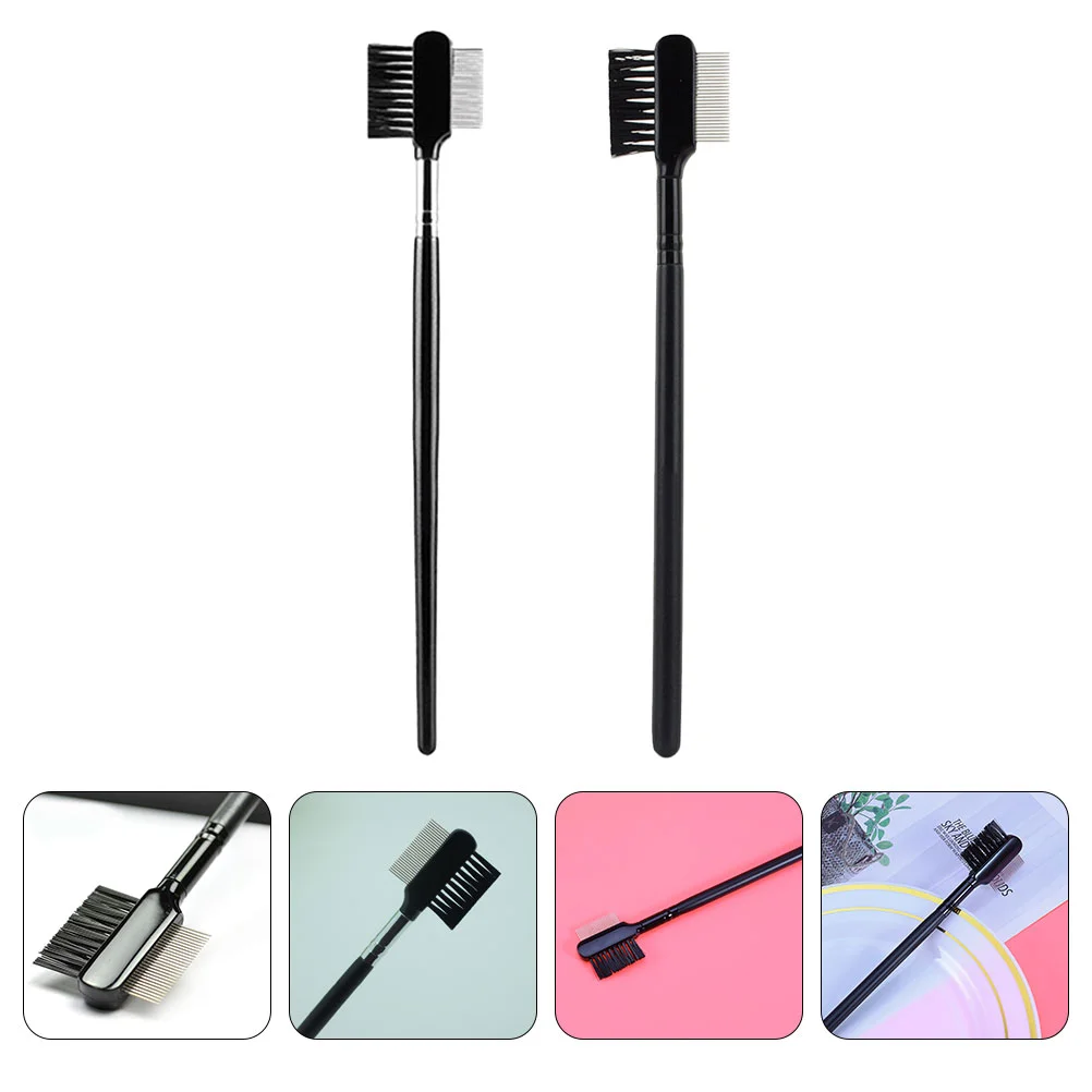 

2pcs Eye Powder Brush Eyelash Grooming Brushes Eyelash Comb Curler Dual Comb Brush Eye Brushes