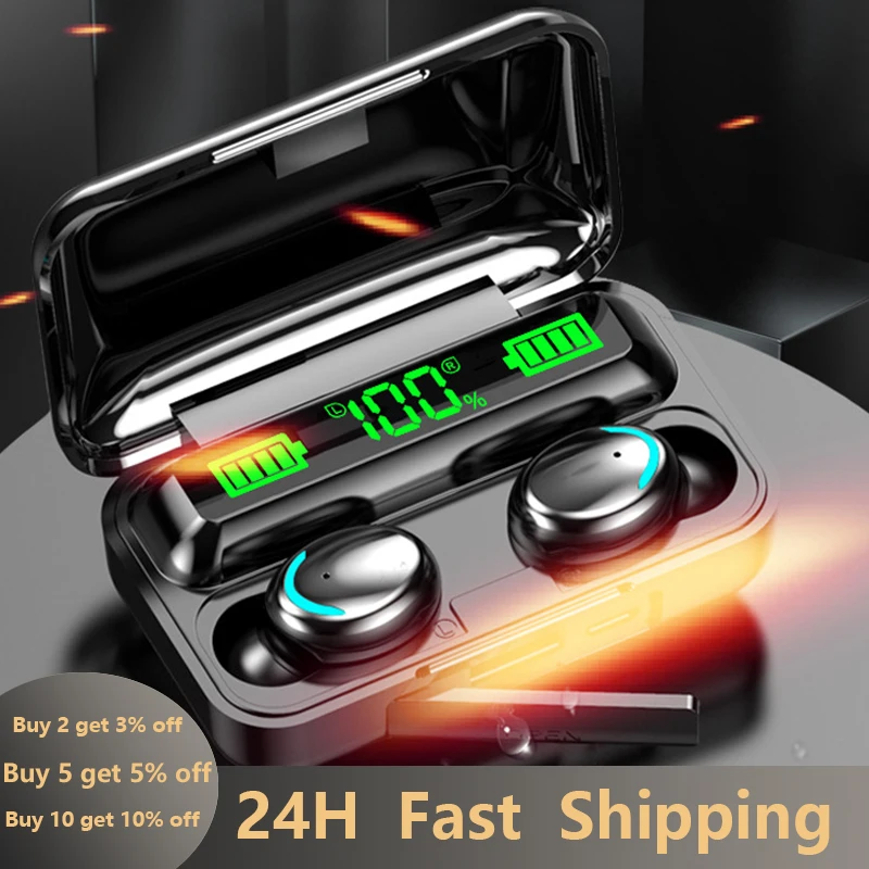 

TWS F9 Wireless Headphones True Bluetooth Headphone Hi-Fi Earbuds Sports Waterproof Headset Mini True Earphones With Microphone
