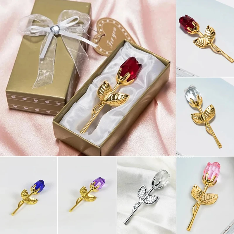 Хрустальная Роза Статуя Искусственного Цветка Подарочная Упаковка Свадебный