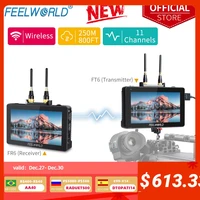 feelworld ft6 fr6 5 5 inch wireless video transmission system with transmitter receiver dslr camera field direct ac dp monitor