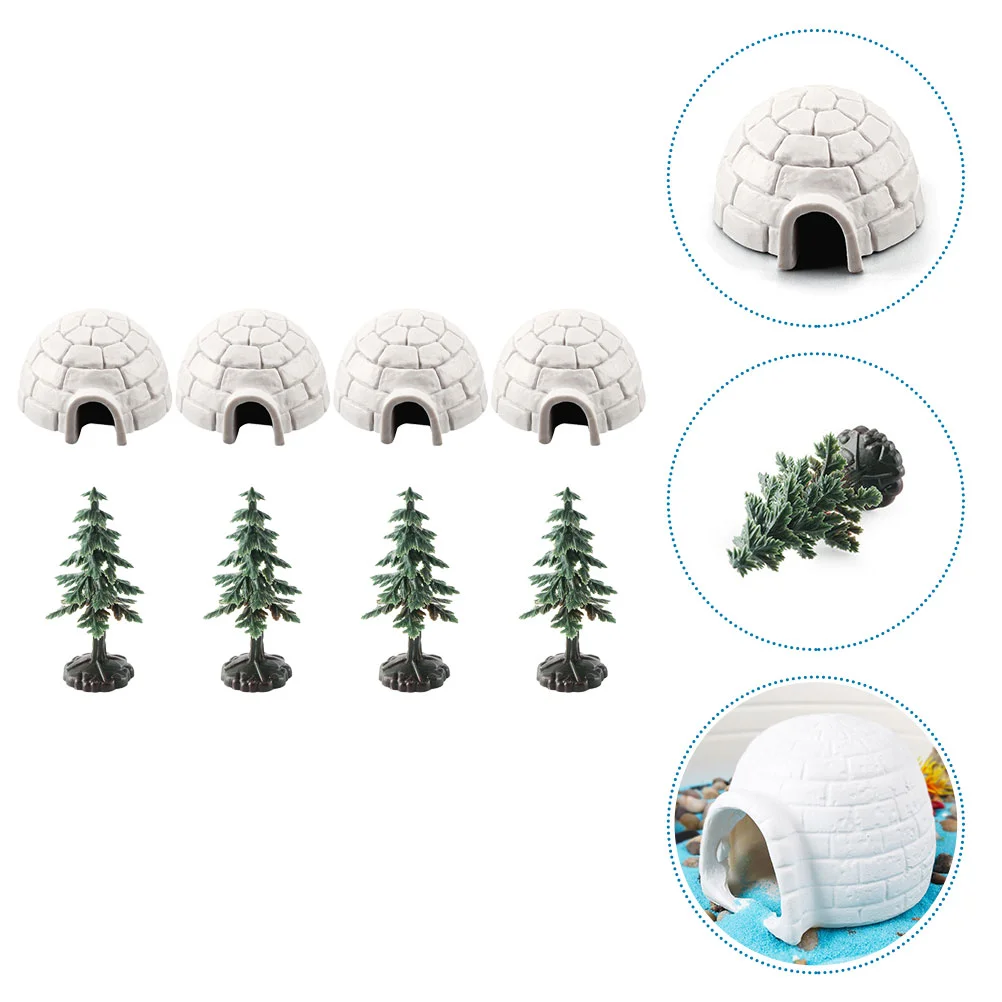 

Cartoon Igloo Model Christmas-tree Arctic Figures Toys Plastic Ice House Models