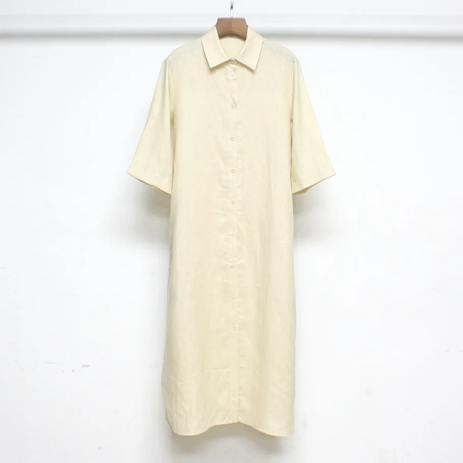 

Women's Short Sleeved Single Breasted Shirt Dress, Monochromatic Tie Up Style, Early Autumn, New, 2023, Temperament