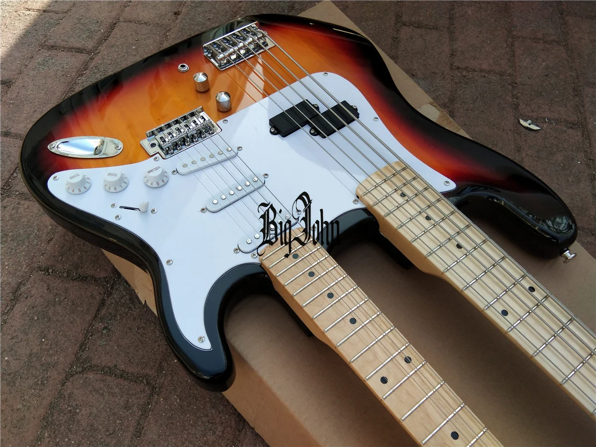 

Big John Double Neck Electric Guitar,5 String Electric Bass&6 String Guitar Basswood Body BJ-501