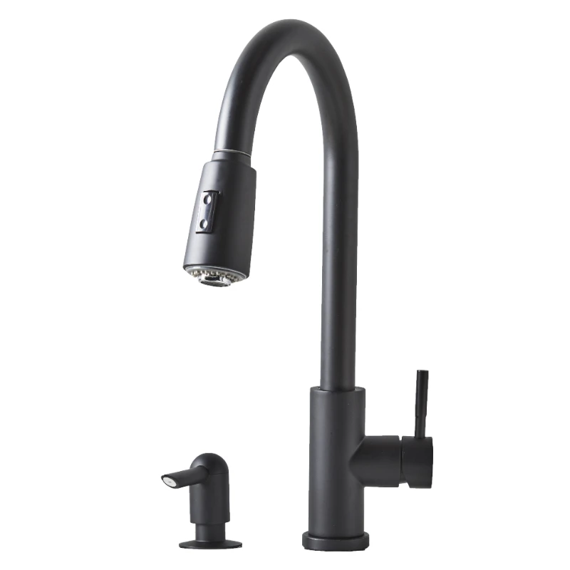 

Elmont Pull Down Kitchen Sink Faucet with Soap Dispenser, Matte Black