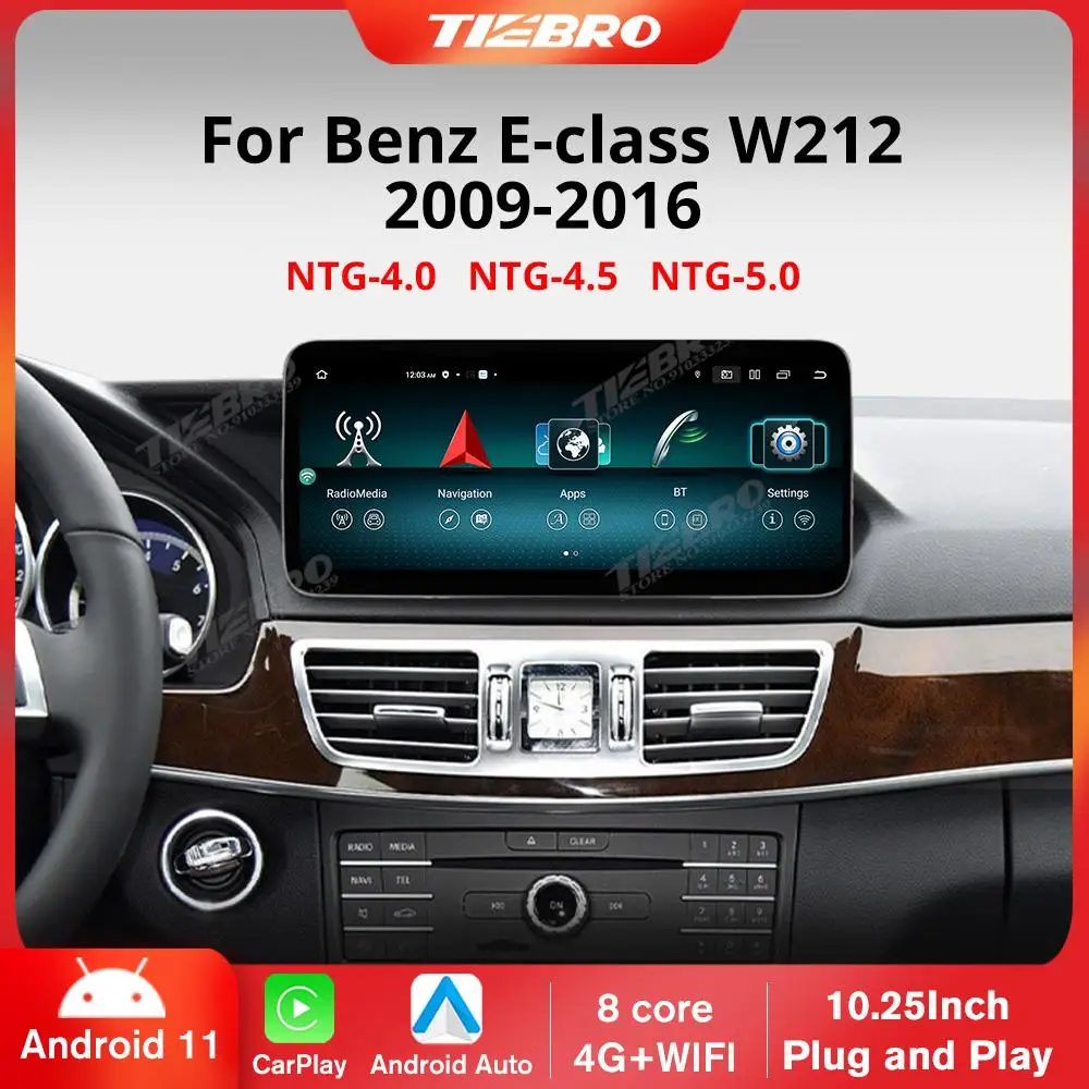 

Автомагнитола TIEBRO, 10,25 дюйма, Android 11, для Mercedes Benz W212 2009-2016, Carplay, стерео, мультимедийный плеер, GPS, 1920*720P, Bluetooth, HU
