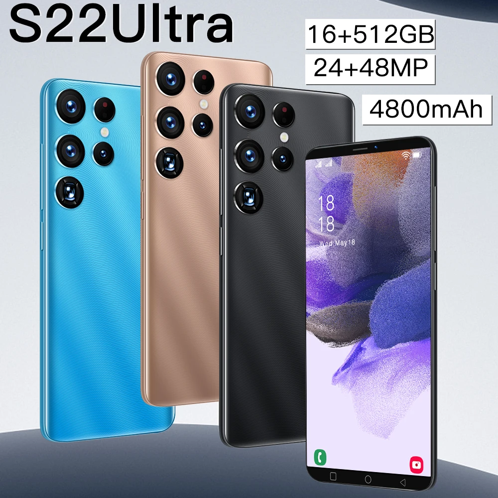 

Смартфон S22 Ultra, 2022 дюйма, 5,5 мАч, Android 11, 16 ГБ + 4800 ГБ, 24 + 48 МП, две SIM-карты