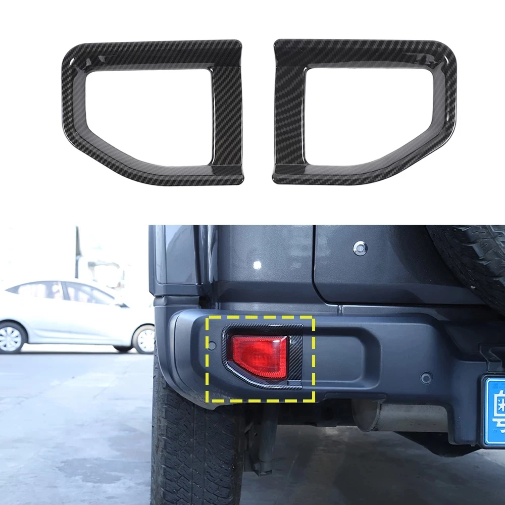 

For Jeep Wrangler JL 2018 2019 2020 2021 2022 Rear Fog Light Cover Lamp Trim Car Styling Carbon Fiber Red ABS Chrome Accessories