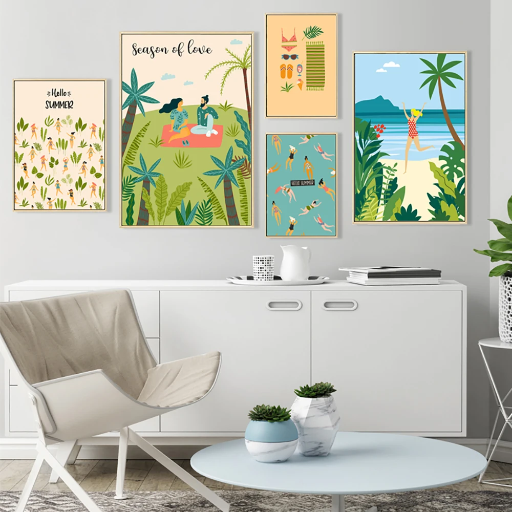 

Nordic Abstract Hand In Leisure Art Canvas Painting Holiday Joy Plants Art Poster Print Wall Picture For Living Room Modern