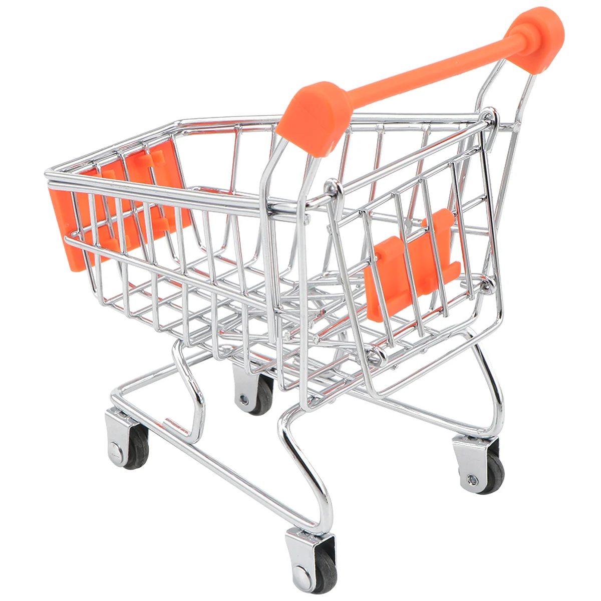 

1pc Mini Shopping Cart Children Pretend Play Toy Iron Makeup Storage Grocery Cart Trolley with Electroplating (Random Color)