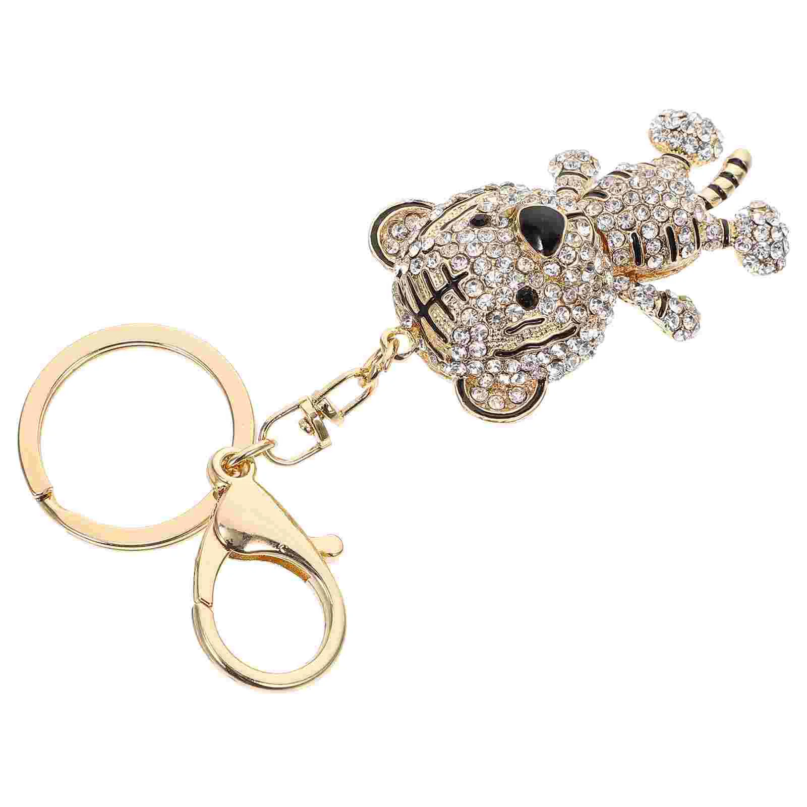 

Tiger Keychain Ring Hanging Pendant Rhinestone Crystal Zodiac Purse Rhinestones Year Wallet Holder
