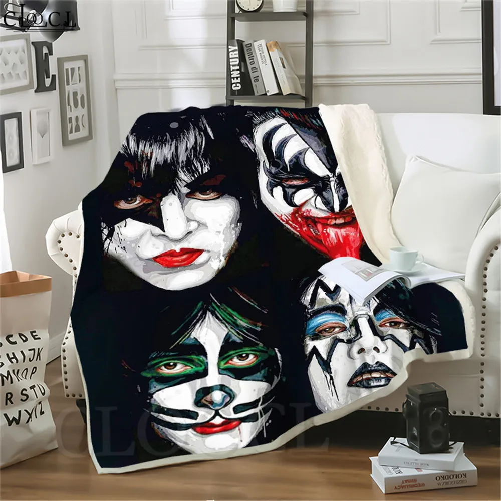 

Двухслойное одеяло s KISS рок-группы, Детское покрывало с 3D рисунком звезд, персонажей, для украшения дома, офиса, взрослого сна, плюшевое покры...