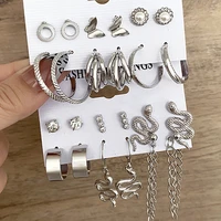 trendy silver color earrings set snake long tassel drop earrings for women girl leopard metal dangle jewelry 2022 new fashion