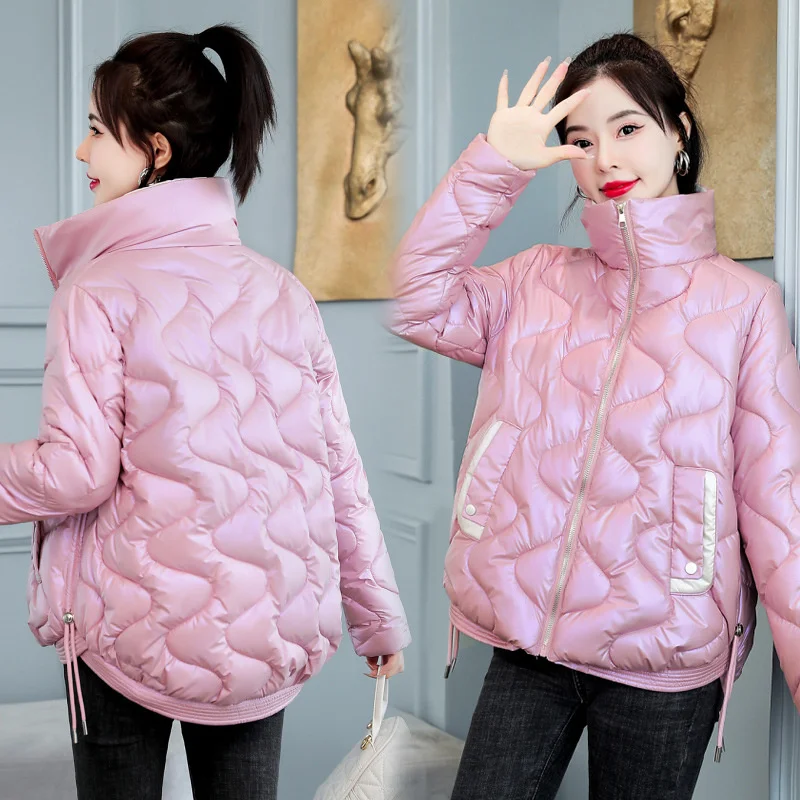 2022 Women Winter Jacket Coats Thick Down Cotton Padded Overcoat Female Parka Korean Glossy Short Coat Woman Windbreaker Jackets