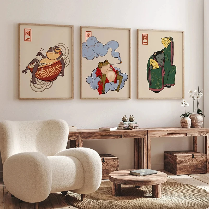 Японские наборы постеров с лягушкой печать на холсте настенное искусство