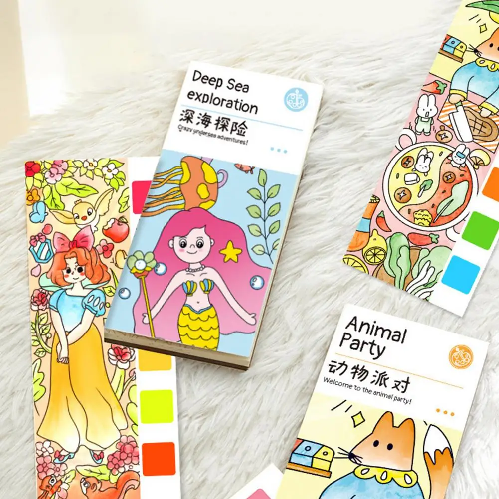 

1 Set Pocket Watercolor Book Practical Paper Hand-eye Coordination for School Coloring Book Painting Book