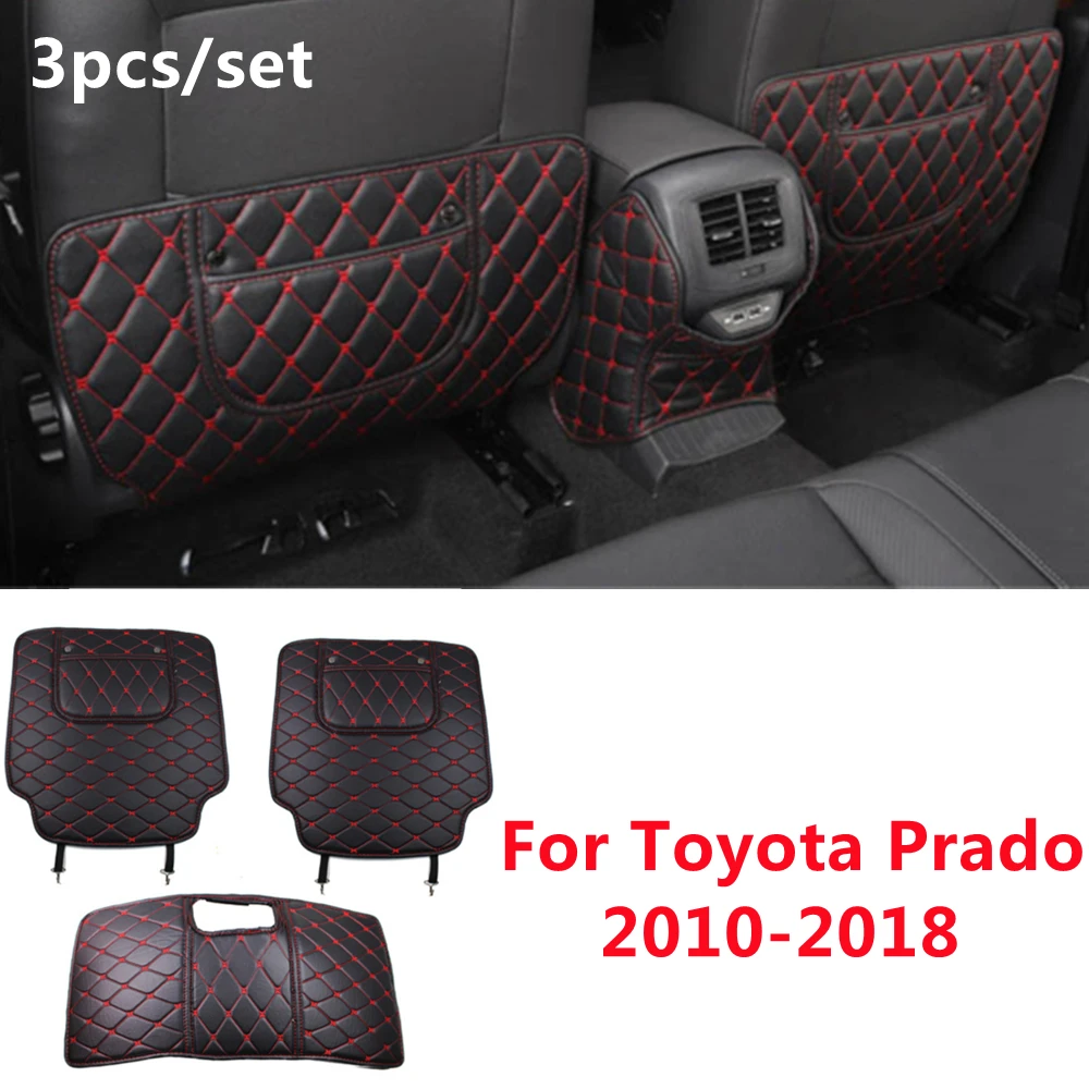 

SJ PU leather Car Rear Seat Anti-Kick Pad Back Seats Cover Armrest Anti-dirty Protection Mat For Toyota Prado 2010-11-12-2018