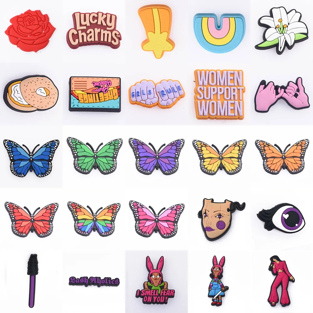 

Butterfly Shoes Charms Finger Flower Eye Rubber DIY Shoes Decoration For Clog Accessories Women Girls Gifts