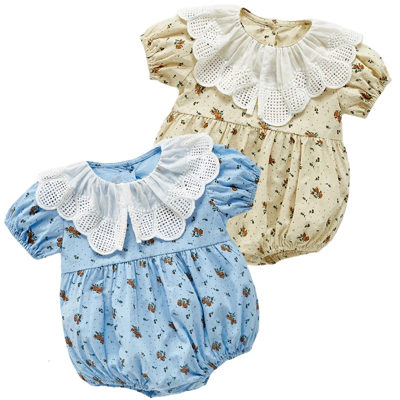 

Infant Newborn Baby Girl Cute Clothes Princess Bodysuit Ruffle Toddler Girls Flower Summer Fashion Puff Sleeve Jumpsuit Clothing