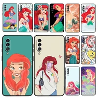ariel the mermaid phone case for samsung galaxy a73 a72 a71 a70 a53 a52 a51 a50 a42 a41 a40 a33 a32 a31 a30 a30s black luxury