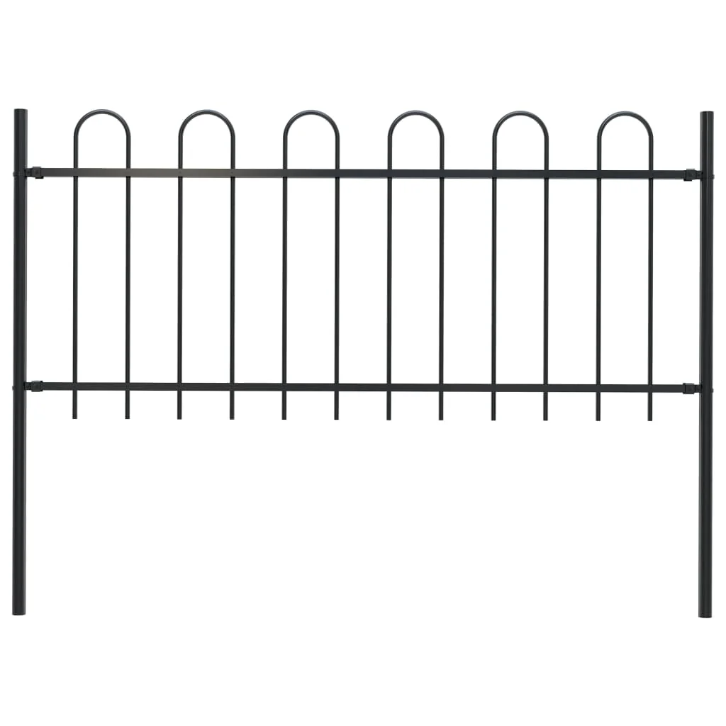 

Garden Fence with Hoop Top, Steel Outdoor Privacy Screen, Garden Decoration Black 1.7m x 1.3m