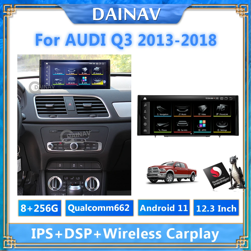

Android 11 256 ГБ 12,3 дюйма для Audi Q3 2013 2014 2015 2016-2018, автомобильный GPS-навигатор, мультимедийный плеер, радио, магнитофон, головное устройство