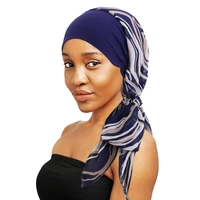 muslim women head scarf ladies pre tied turban headwear bandana chemo cancer hair loss head wrap flower print chiffon bonnet new