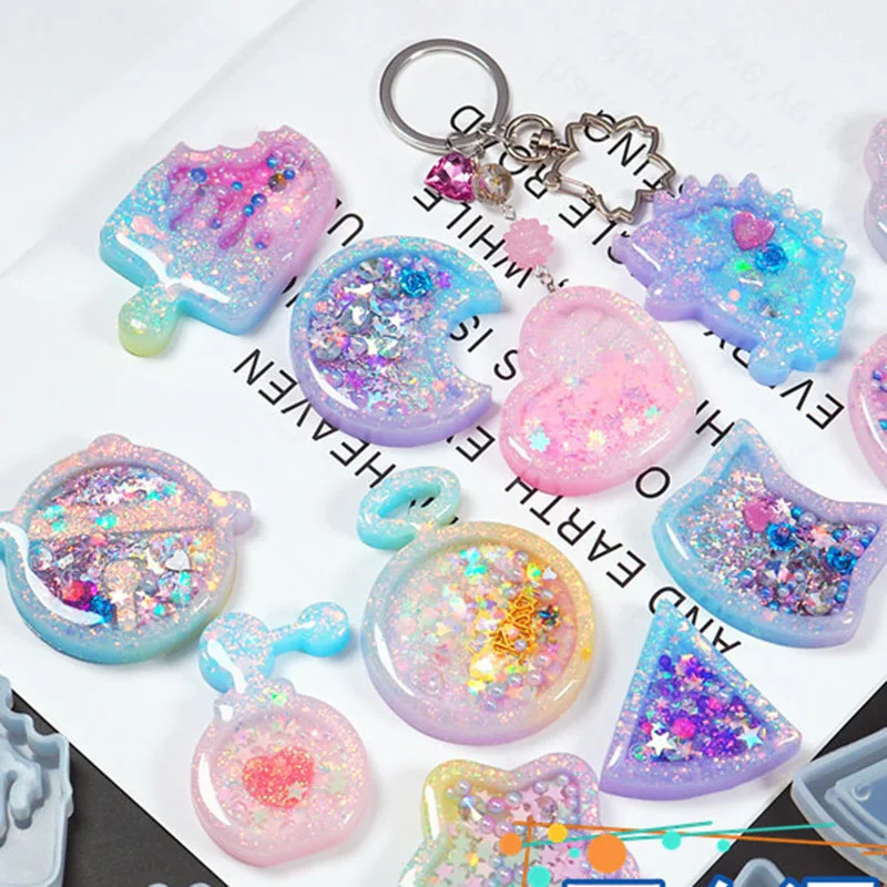

Key Chain Pendant Crystal Epoxy Resin Molds DIY Cat Moon Shaped Keychain Casting Silicone Mould Jewelry Making Tools