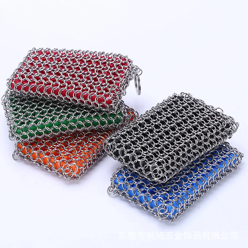 Cleaner Cleaning Brush Stainless Steel Chain Scrubber Frying