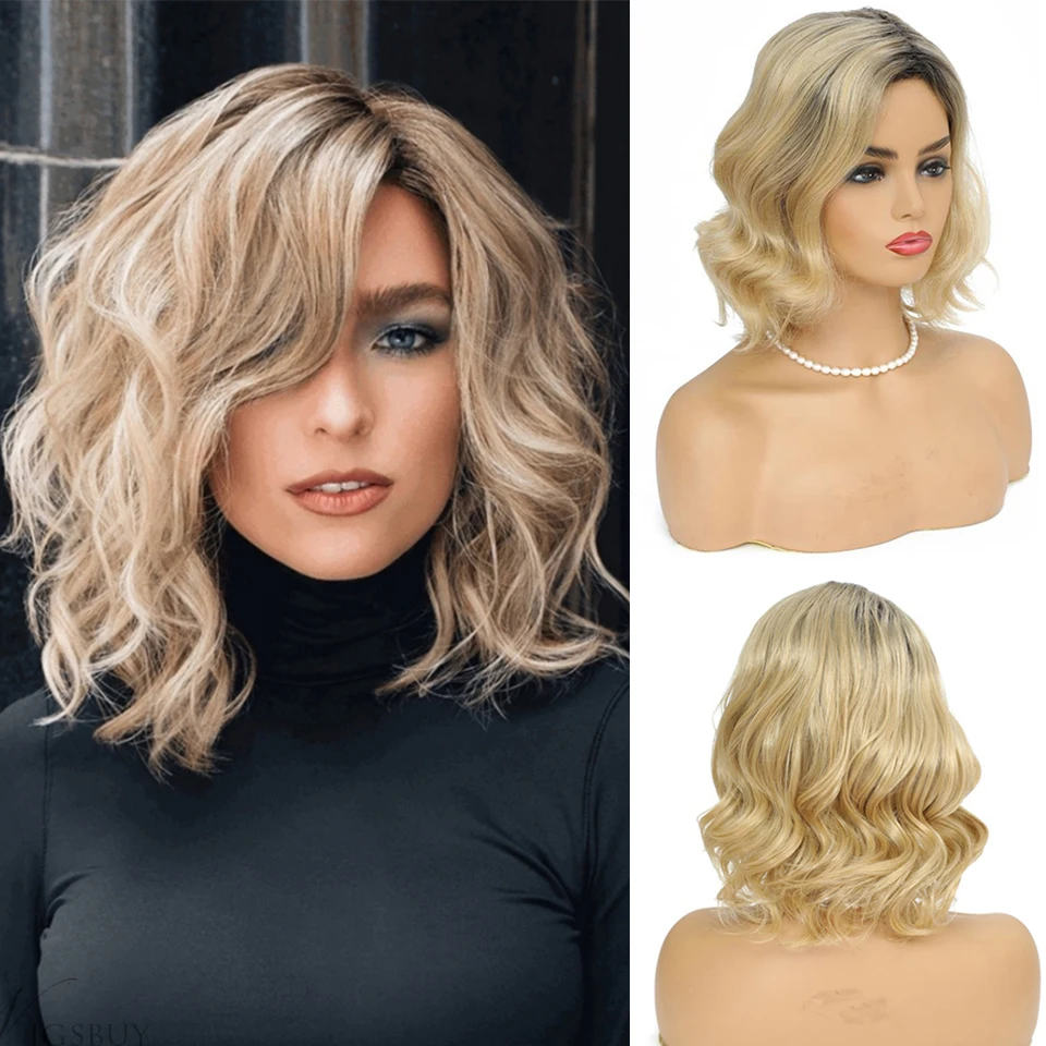 

Парик женский синтетический, светло-коричневый Светлый, с короткими волнистыми волосами, термостойкий, для косплея, Повседневный, 12 дюймов