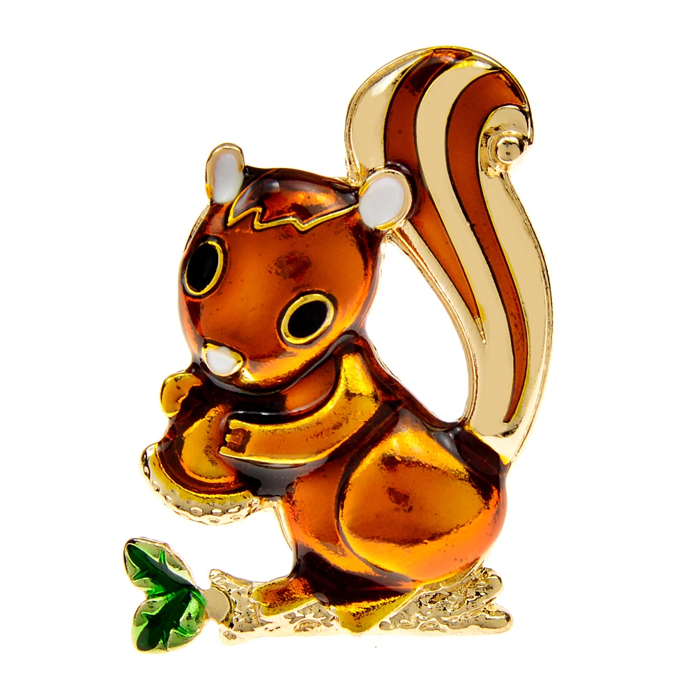 

CINDY XIANG Enamel Squirrel And Nut Brooch Animal Pin 2 Colors Available