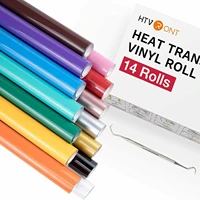 htvront 14 pack 12x3ft30x90cm pu heat transfer vinyl roll for cricut t shirt printing diy iron on htv film easy to cut weed
