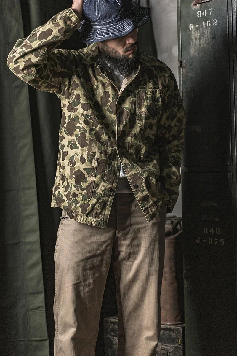 Двусторонняя куртка Bronson 1942 с рисунком HBT Repro P-42 камуфляжное рабочее пальто Duck Hunter
