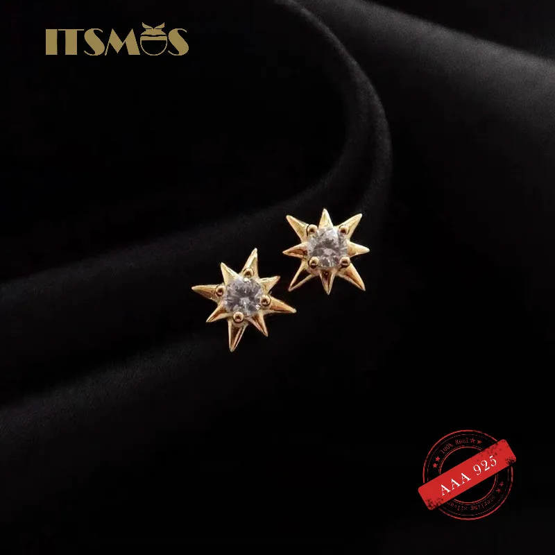 

ITSMOS s925 Sterling Silver Mini Diamond Earrings Star Zircon Prom Studs Earring 14k Gold Minimalist Jewelry for Women Gift