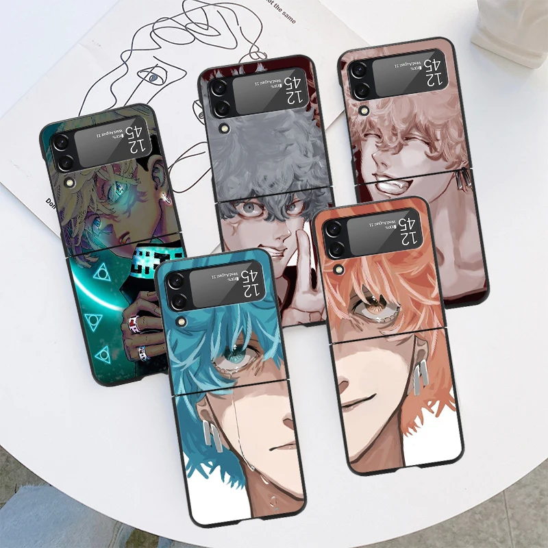 

Чехол для сотового телефона Samsung Galaxy Z Flip4 Flip3 5G Z Flip 3 4 чёрные жесткие чехлы из поликарбоната Zflip3 ZFlip4 чехол с рисунком аниме Токийский рественс