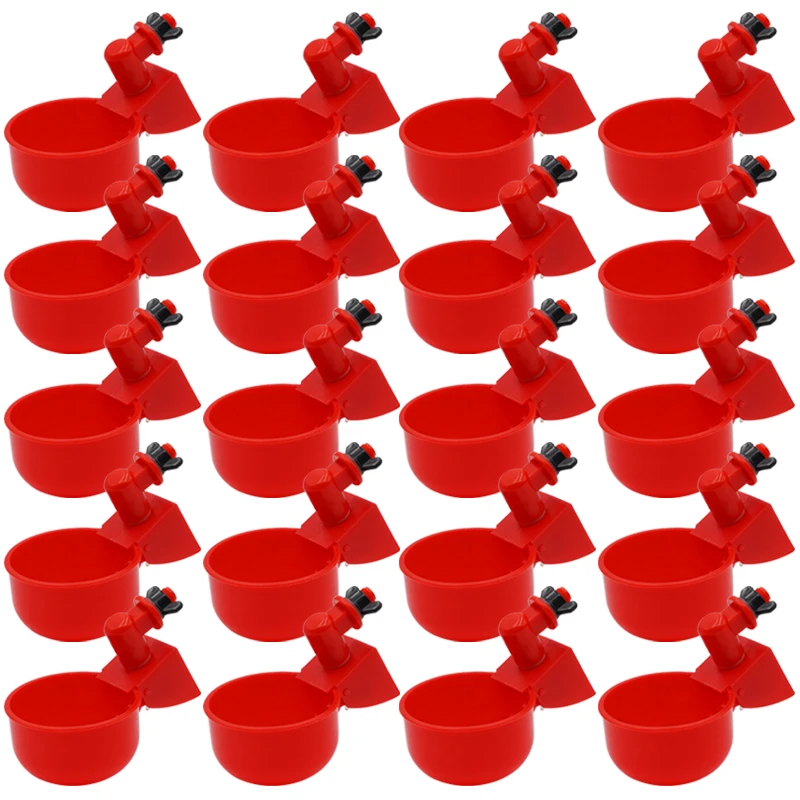 10/20 Pcs Automatic Chicken Water Cup Waterer Bowl Farm Coop Poultry Drinking Water Feeder for Chicks Duck Goose Quail Drinker