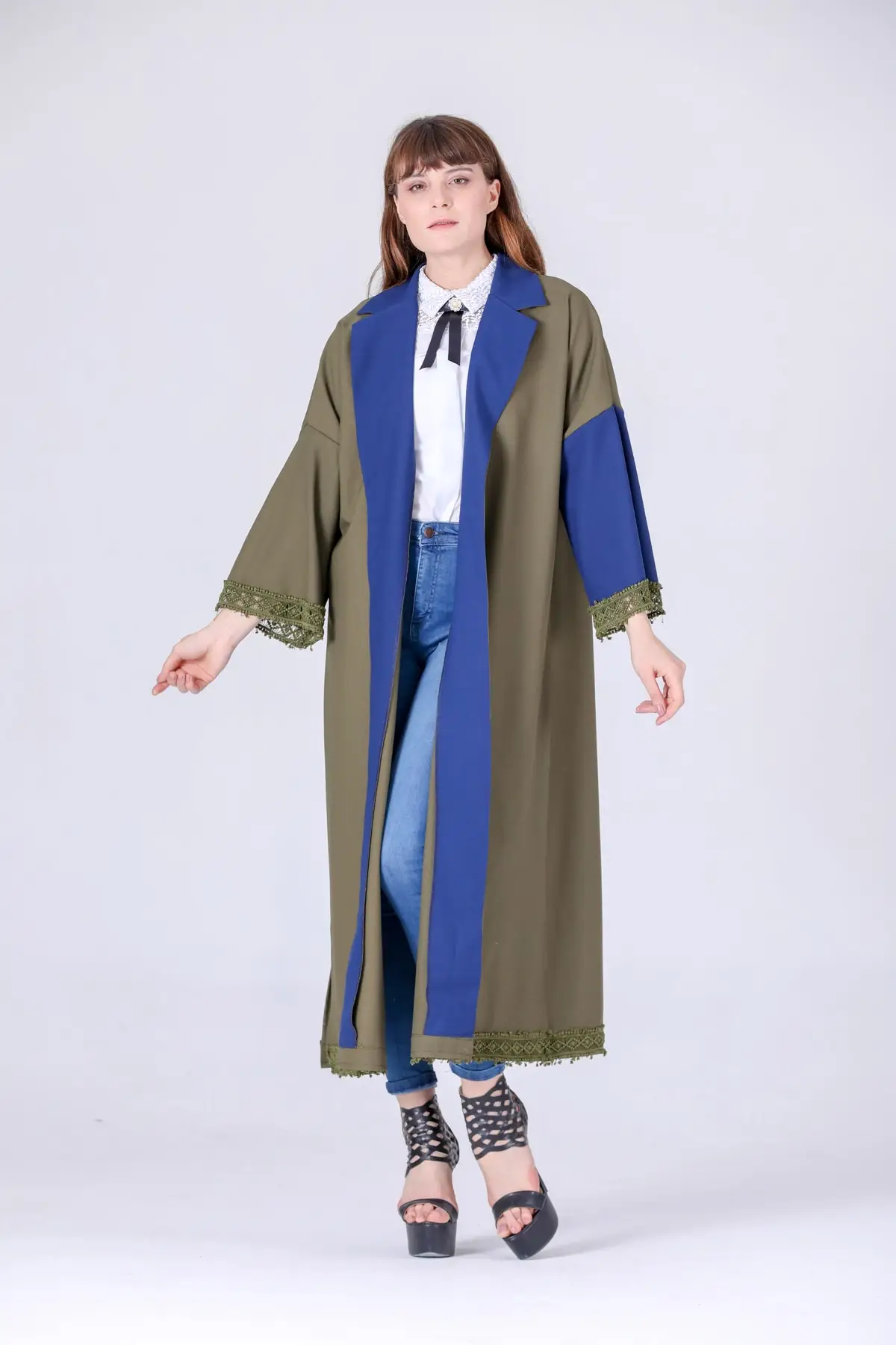 

Женское кимоно цвета хаки, длинное платье макси с воротником-курткой и карманами, кафтан, платье, халат, платье, лето 2022