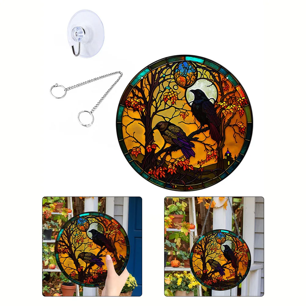 

1pc Halloween Decorative Pendant Anging Chain Fall Acrylic Decoration Sun Catcher For Holiday Party Window Porch Decoration